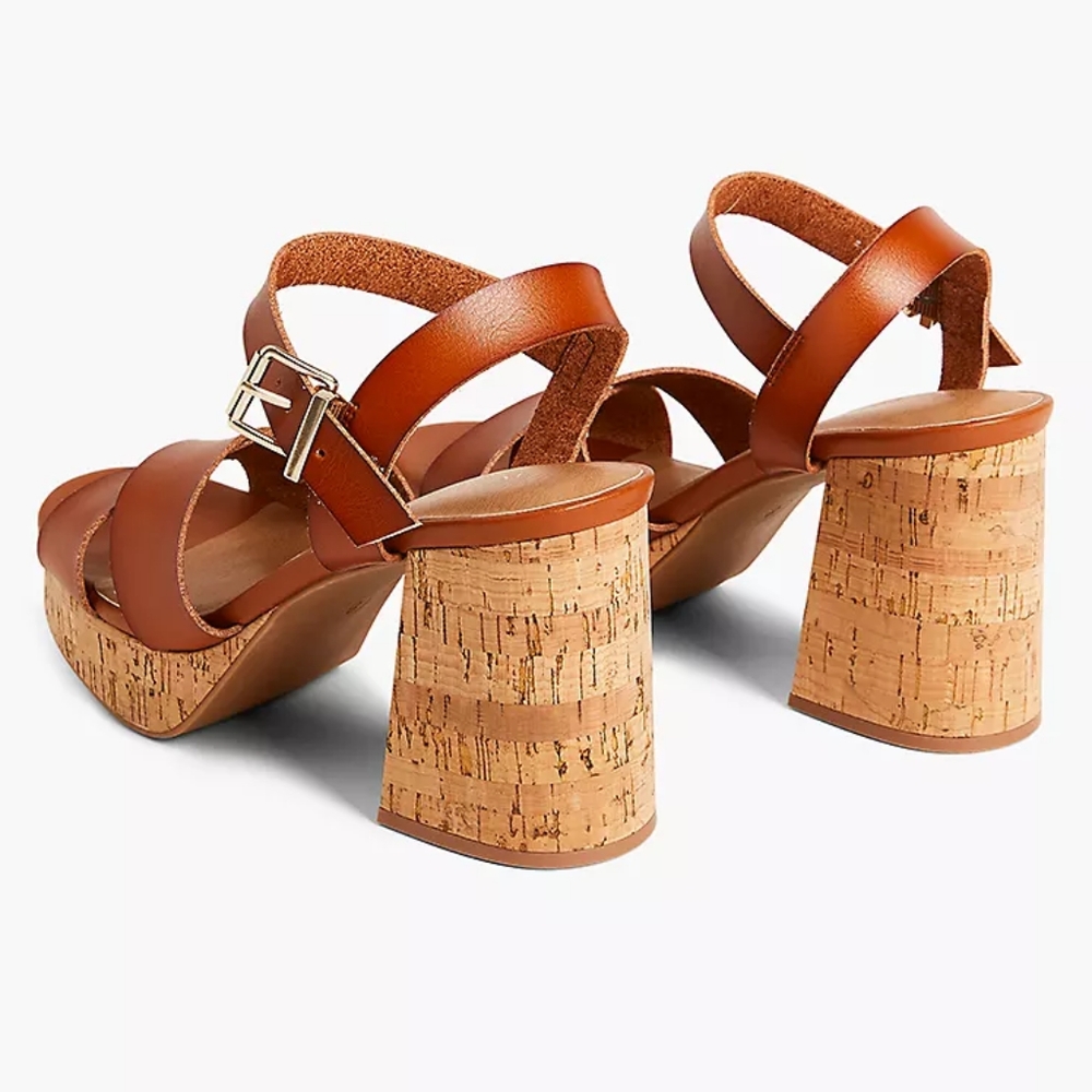 Lane Bryant Cognac Strappy Platform Sandal - Picture 2 of 3